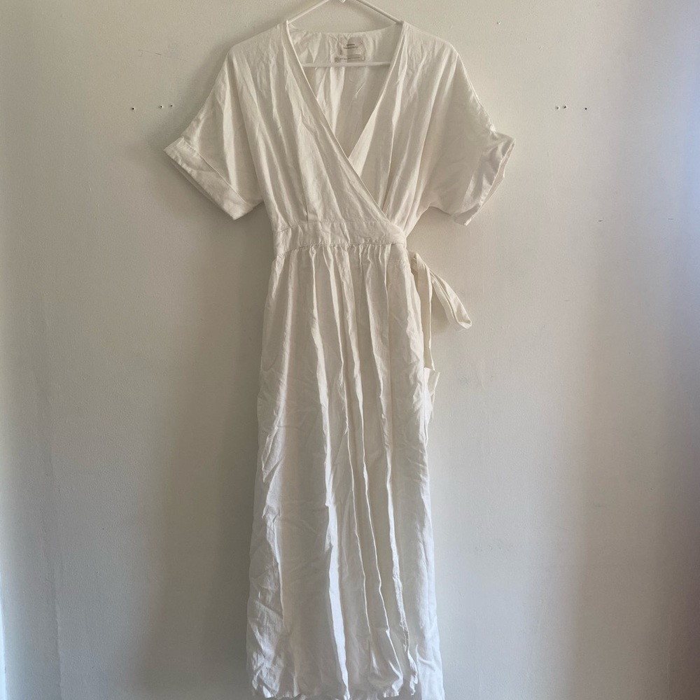 Urban Outfitters White Maxi Cottagecore Wrap Dress